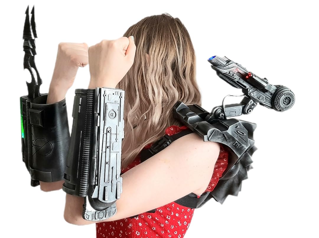 Woman Predator Set Backpack with Plasma Cannon Plus Gauntlets Left & Right Full LEDs,On Your Measure,Finished and Painted,Wearable Woman Predator Costume,Jungle Predator