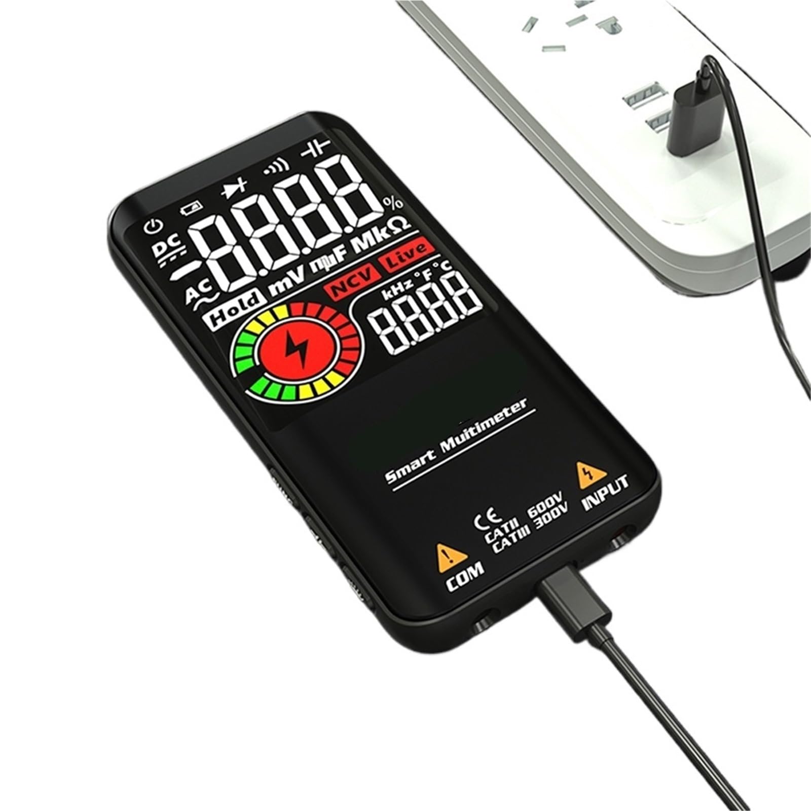 1 pz S10 / S11 / S20 Multimetro digitale intelligente Tensione CA Ohm Diodo NCV Hz Tester for cavi Display a colori(S10 Red AAA)