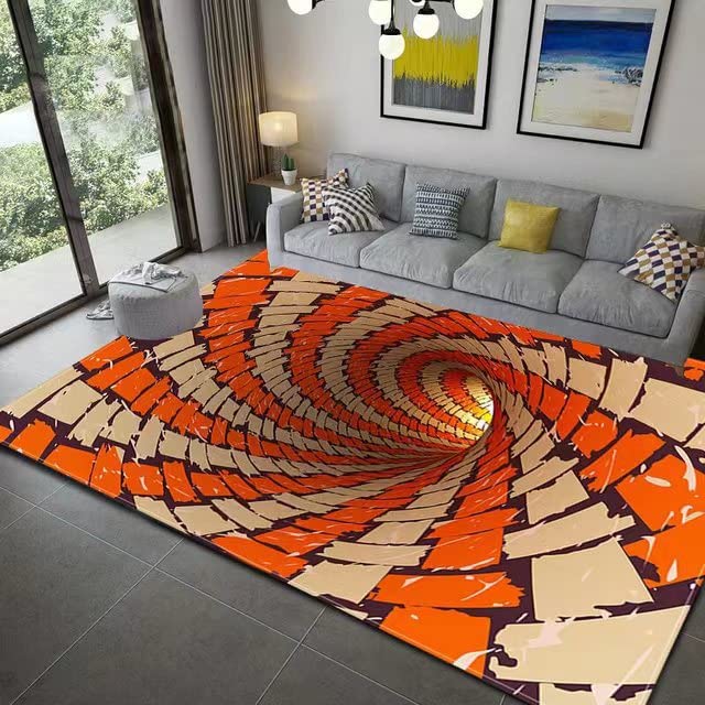 GENERIC 3D Illusion Carpet Entrance Door Floor Mat Abstract Geometric Optical Floor Mat Non-Slip Doormat Modern Living Room Home Decor Rug (3D Vortex
