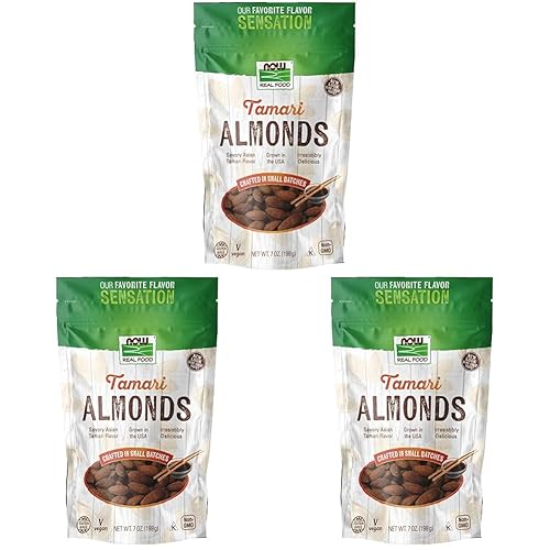 Miniatura 6 de NOW Foods, Almendras Tamari, sensaciones de sabor, sabroso sabor tamari asiático, sin gluten y certificado sin OMG, 7 onzas (el embalaje puede