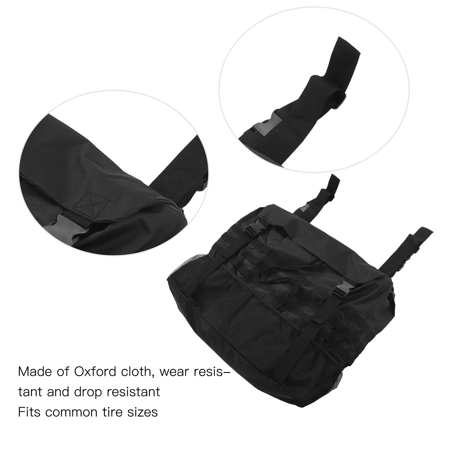 Topyond Bolsa De Basura para Neumáticos De Repuesto De Gran Capacidad, Tela Oxford Duradera, Resistente Al Desgaste Y A Las Caídas, Hebillas Ajustables, Bolsa De Almacenamiento(Negro)