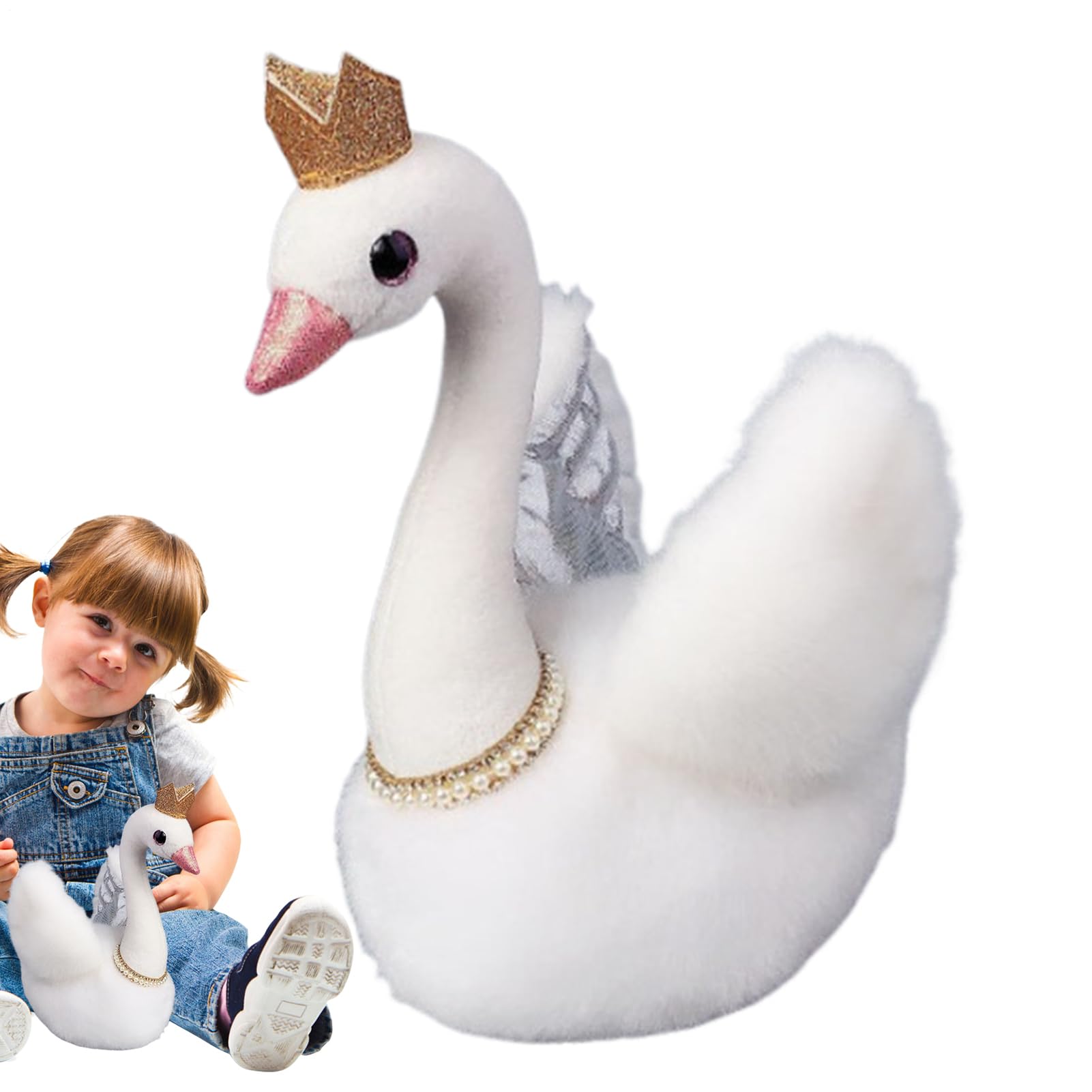 Swan Plush- Stuffed Animal, Swan Doll, White Geese, 11 Inch Soft Plush-Pillow, Cuddly Decorative Toy, Adorable Plush-Companion | Home Decoration, Bedroom Accent, Living Room Display