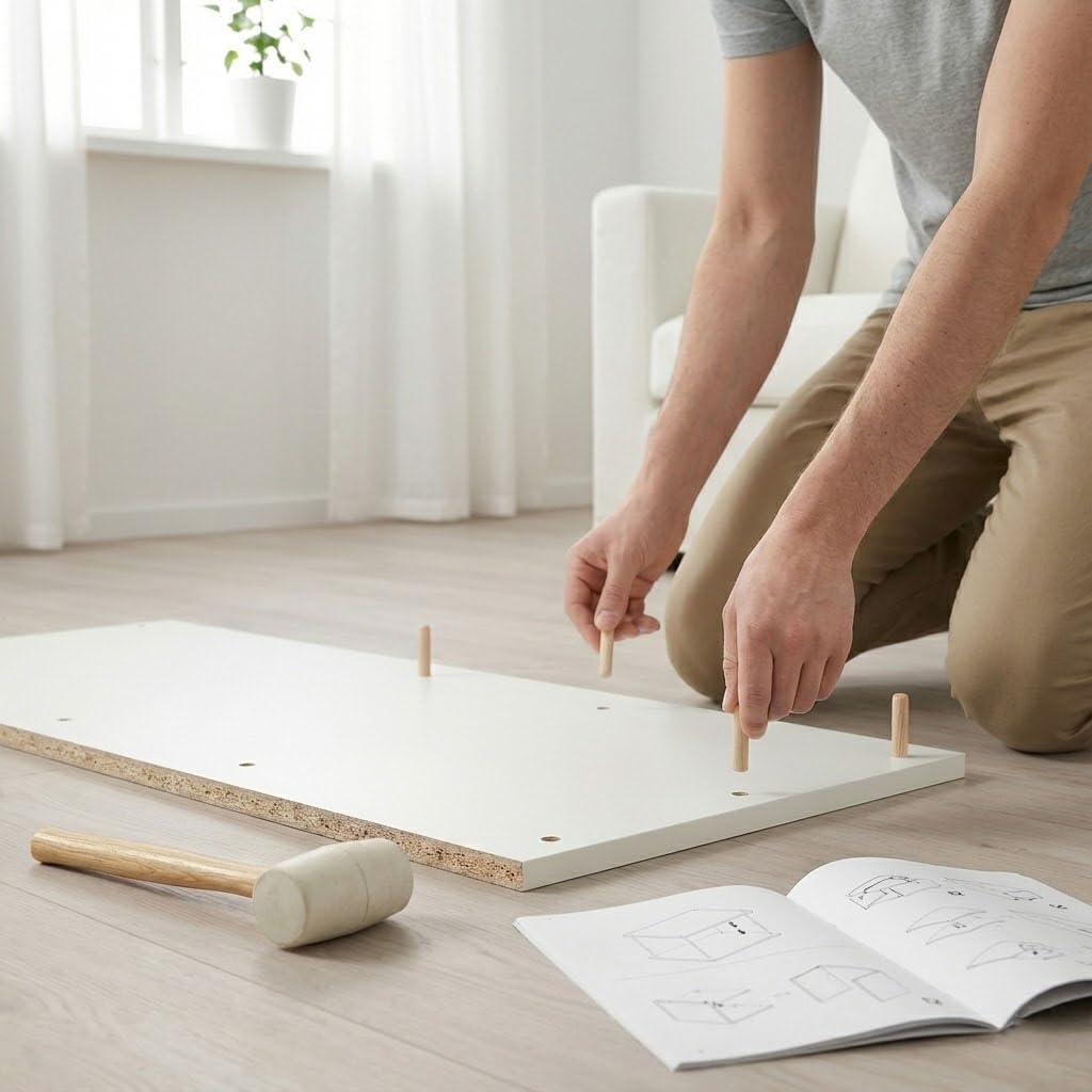 Kit di riparazione e ricambio per IKEA BILLY METOD, PAX, Brignes, tasselli a vite, dado eccentrico, tasselli in legno