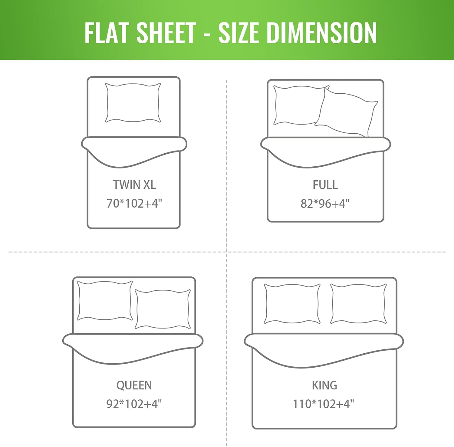 NORTH HOME 100% Cotton Queen Size Flat Sheet Only, 1-Piece Top Sheet, Ultra Soft Breathable 400 Thread Count Bedding Single Flat Sheet, Shrinkage & Fade Resistant : Home & Kitchen