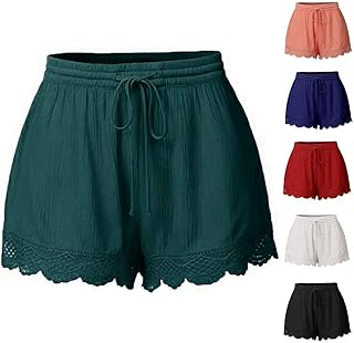 Summer Shorts for Women 2024 Plus Size Trendy Ruffle Hem Lightweight Lounge Short Pants Casual Loose Fit Elastic Waist Shorts