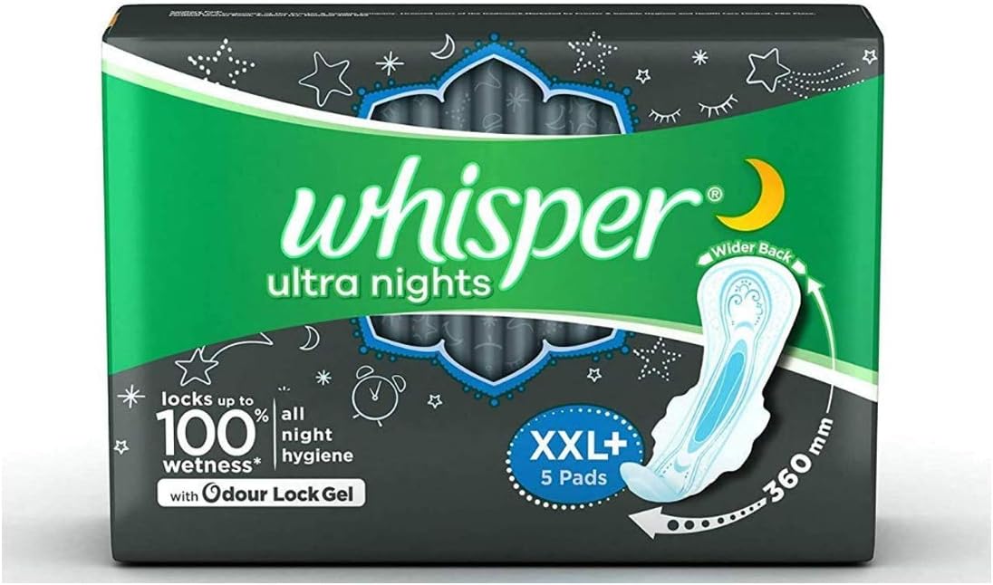 Ultra Nights Sanitary Pads with Wings - 5 Pieces (XXL Plus)