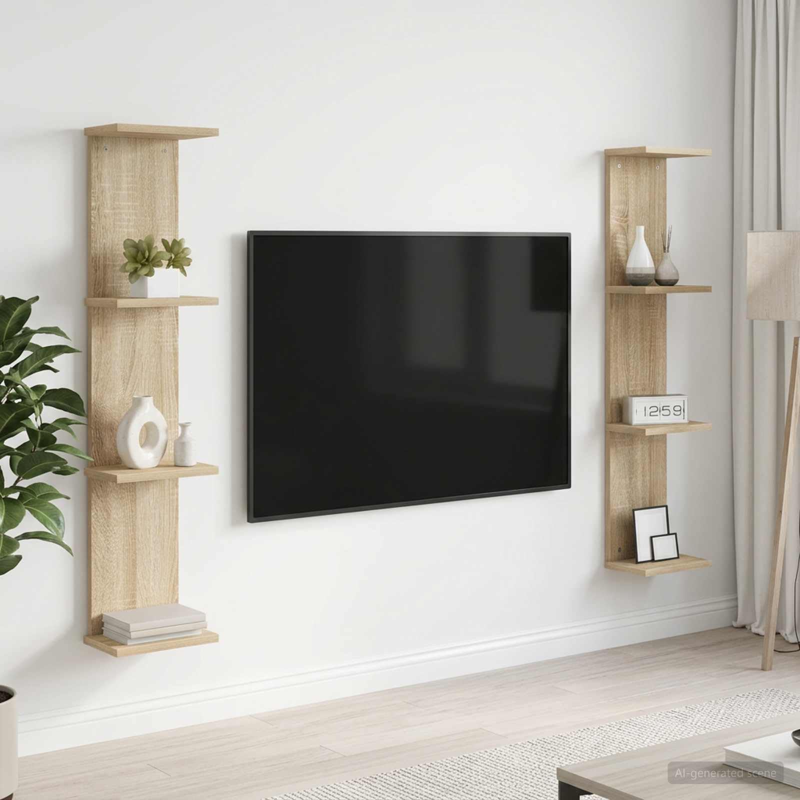 2 mensole da parete in rovere Sonoma, 22 x 15 x 100 cm, per soggiorno, camera da letto, cucina, bagno, corridoio, bambini, ufficio, salvaspazio, decorazione