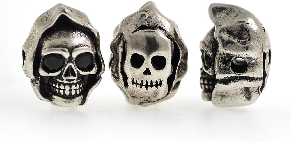 SouthBeat Men's Antique Silver Punk Grim Reaper Bracelet Skull Charms Beads for Jewelry Making 11x17mm 10Pcs
