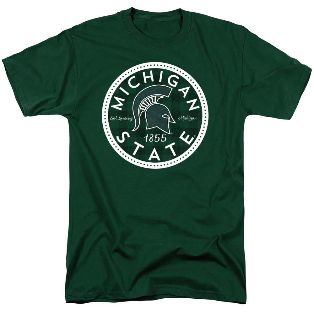 Michigan State University Plaid Badge Unisex Adult T Shirt