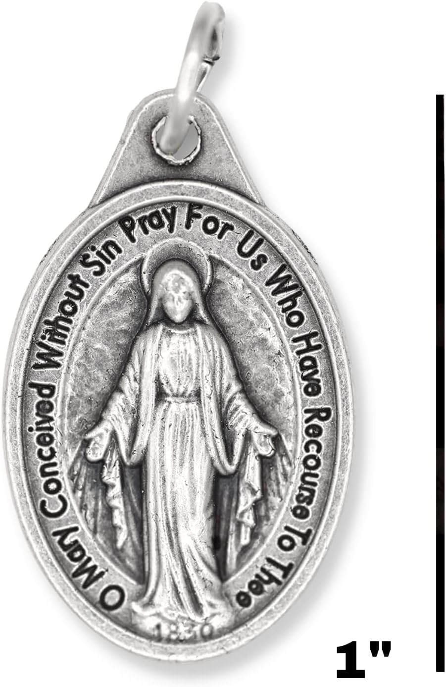 Caritas et Fides Bulk Pack of 10 - Miraculous Medal Pendant for Necklace -1" Oval Silver Oxidized Miraculous Medals Pendant for Necklace, Medals for Jewelry Catholic, Made in Italy - Image 7
