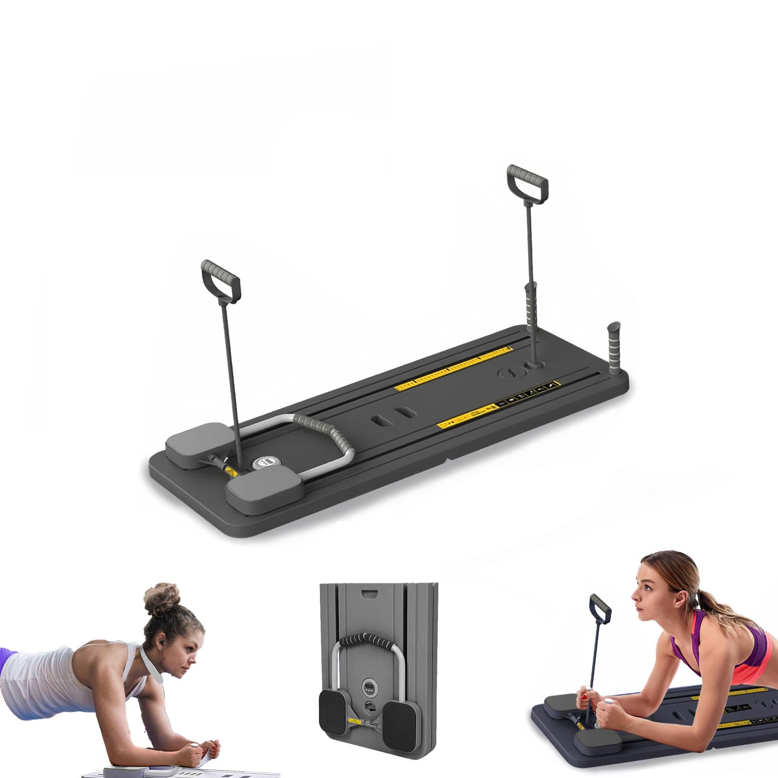 Pilates Board,Pieghevole Pilates Reformer Machine Maison Tavola Pilate Kit, Multifunzione Tavola Fitness Roulette Addominale Rimbalzo Automatico,Corpo completo per Palestra a Casa