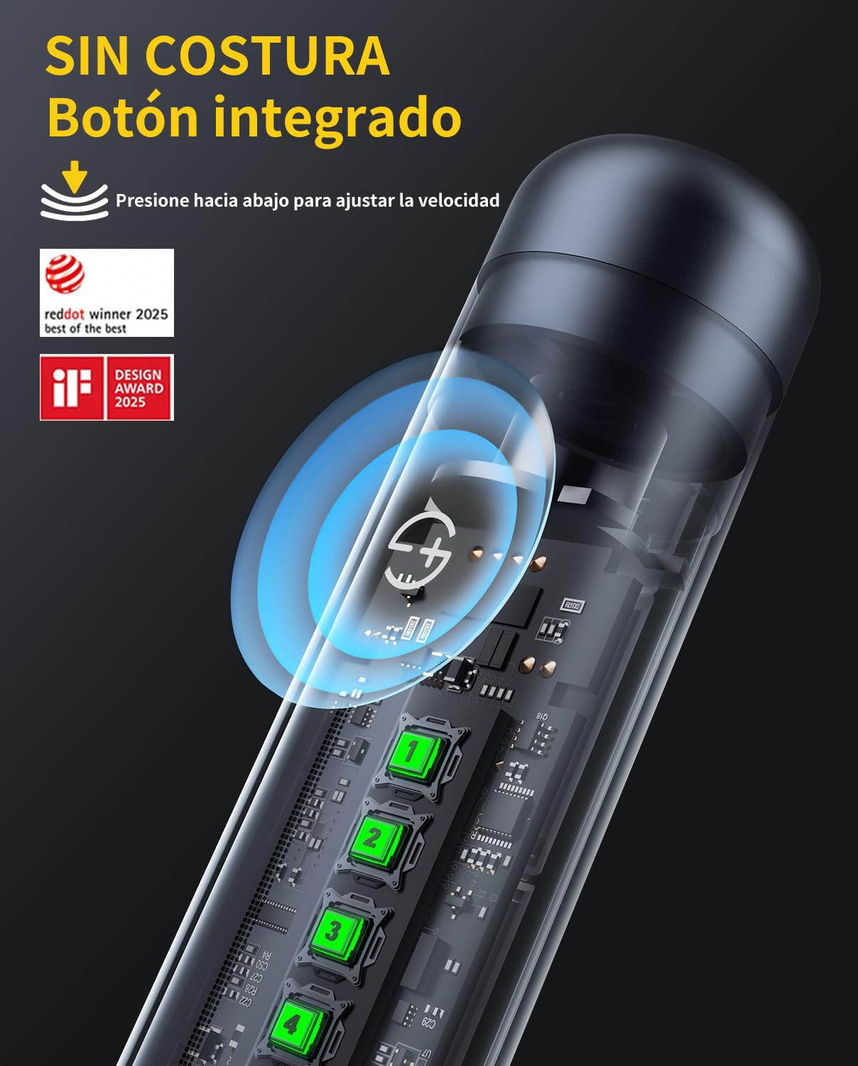 Kit Herramienta Rotativa Inalámbrica Fanttik F2 Master Mini, Motor NeoPulse, 5 Velocidades, 25.000 RPM, 35 Accesorios Con Base Revostor, Grabador, Lijado 3D, Pulido, Perforación y DIY