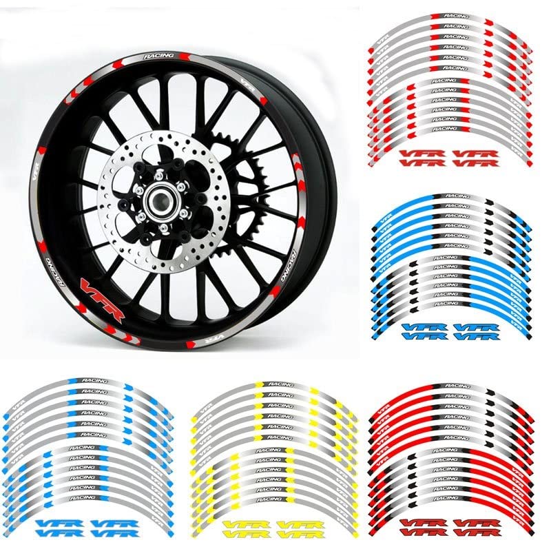 BBAUER Autocollants De Jante Pour VFR 750 800 1200X/F Vfr750 Vfr800 17 Pouces Moto Autocollant Roues Jantes Moyeu Autocollants Décoration Autocollants Réfléchissants (Color : Silver