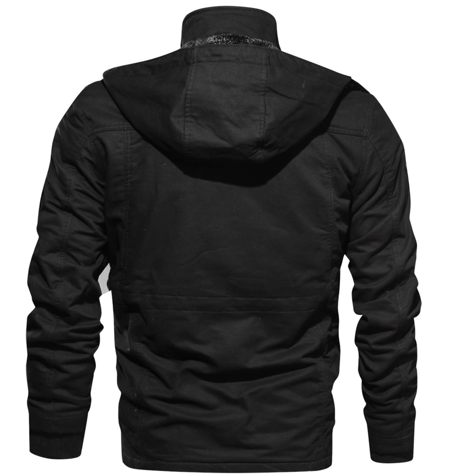 Herren Fleecejacke Warme Jacke Winter Thermojacke Gefüttert Winterjacke Stehkragen Cargo Jacke Übergangsjacke Militär Feldjacke Cargojacke Arbeitsjacke mit Taschen