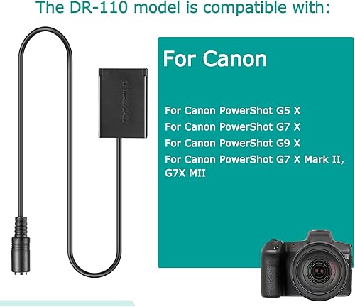 Miniatura 3 de Raeisusp Cable USB de 5 V + acoplador DR-110 NB-13L NB13L Batería ficticia para Canon G7X Mark II G1X G7X MII G5X G9X SX720