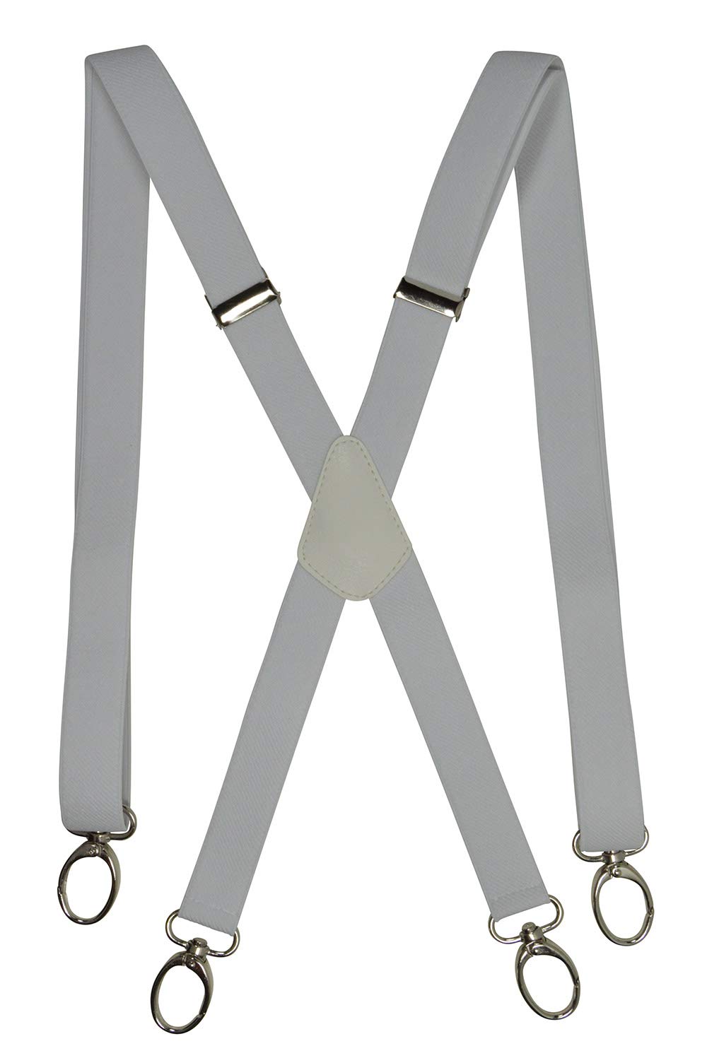 Olata X-Shape Skinny Style Unisex Braces/Suspenders with Carabiner Clips - 2.5cm. White
