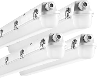 VEVOR 4FT LED Vapor Tight Light, 60W, 7400LM Vapor Proof Light Fixture with 5000K IP65 Waterproof, for Outdoor Semi-Outdoor Cold Environments Parking Lot Warehouse Walk-in Freezer Car Wash, 4-Pack