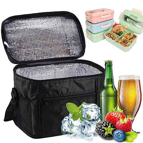 VIDECOR Sac Isotherme, Sac à Déjeuner 10L Portable, Sac Isotherme à Parois Souples pour Pique-nique/camping/barbecue/shopping Activités de Plein Air en Famille,Black