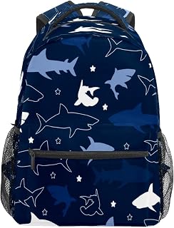 Mochila escolar para meninos e meninas com imagem de tubarão marinho estudante bolsa de ombro livro Menino menina leve durável médio ensino fundamental universitário bolsa de viagem mochila para caminhada acampamento mochila, Multicolorido, One Size, Clássico