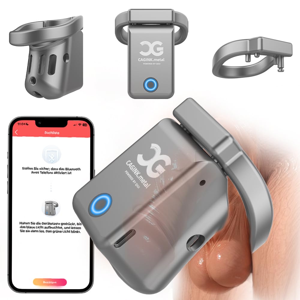 Seckoe Metall Keuschheitskäfig Herren 2.0 – Aluminium Peniskäfig mit 5 Vibrationsmodi, Offline-Vibrationstimer & Offline-Entsperrung, App-Steuerung, IPX7 Wasserdicht, inkl. 2 Cockringe (Generation 2)