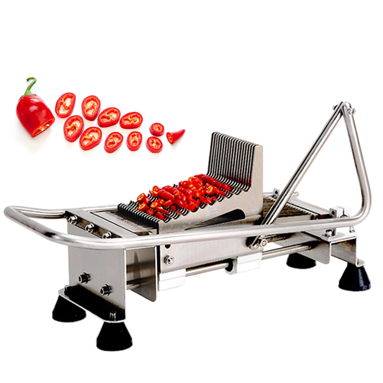BOOZXCV Commercial Red Pepper Chopper, Commercial Vegetable Food Chopper, with Stainless Steel Blade, for Scallions, Leeks, Cilantro and Garlic