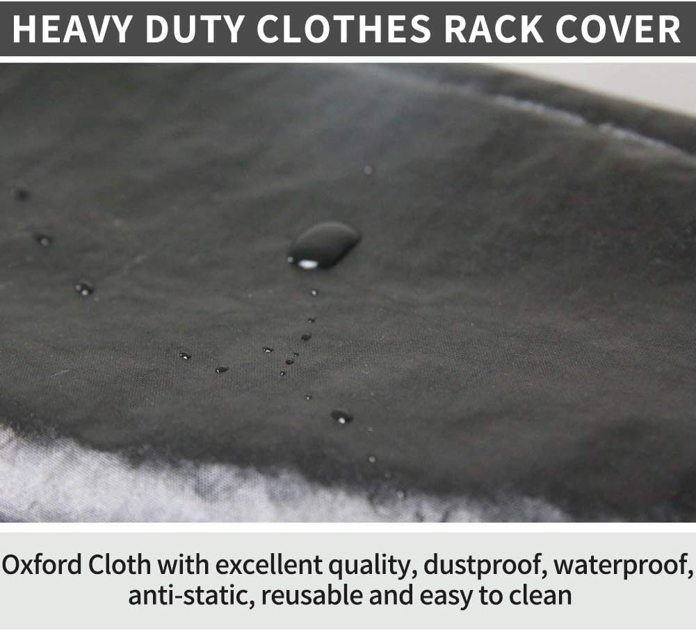 Garment Rack Cover 59" Clothes Rack Cover for Storage, Heavy Duty Dustproof Waterproof Clothes Closet Cover with 2 Full Strong Zipper, Wardrobe Rack Cover for Dance Costume, Dress, Suit（Only Cover）