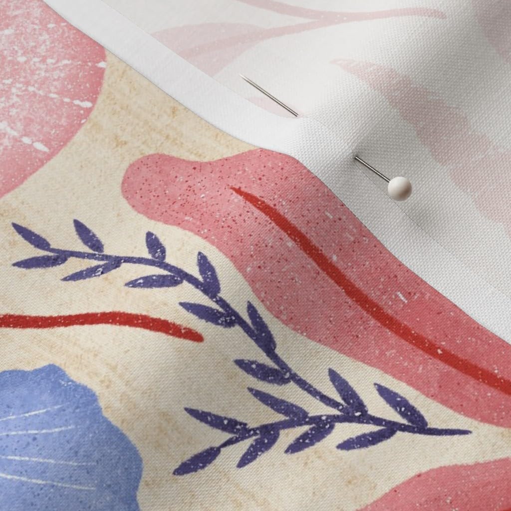 Spoonflower Fabric - Delicate Shells Feminine Nautical Rose Pink Coastal Modern Beach House Printed on Petal Signature Cotton Fabric Fat Quarter - Sewing Quilting Apparel Crafts Decor