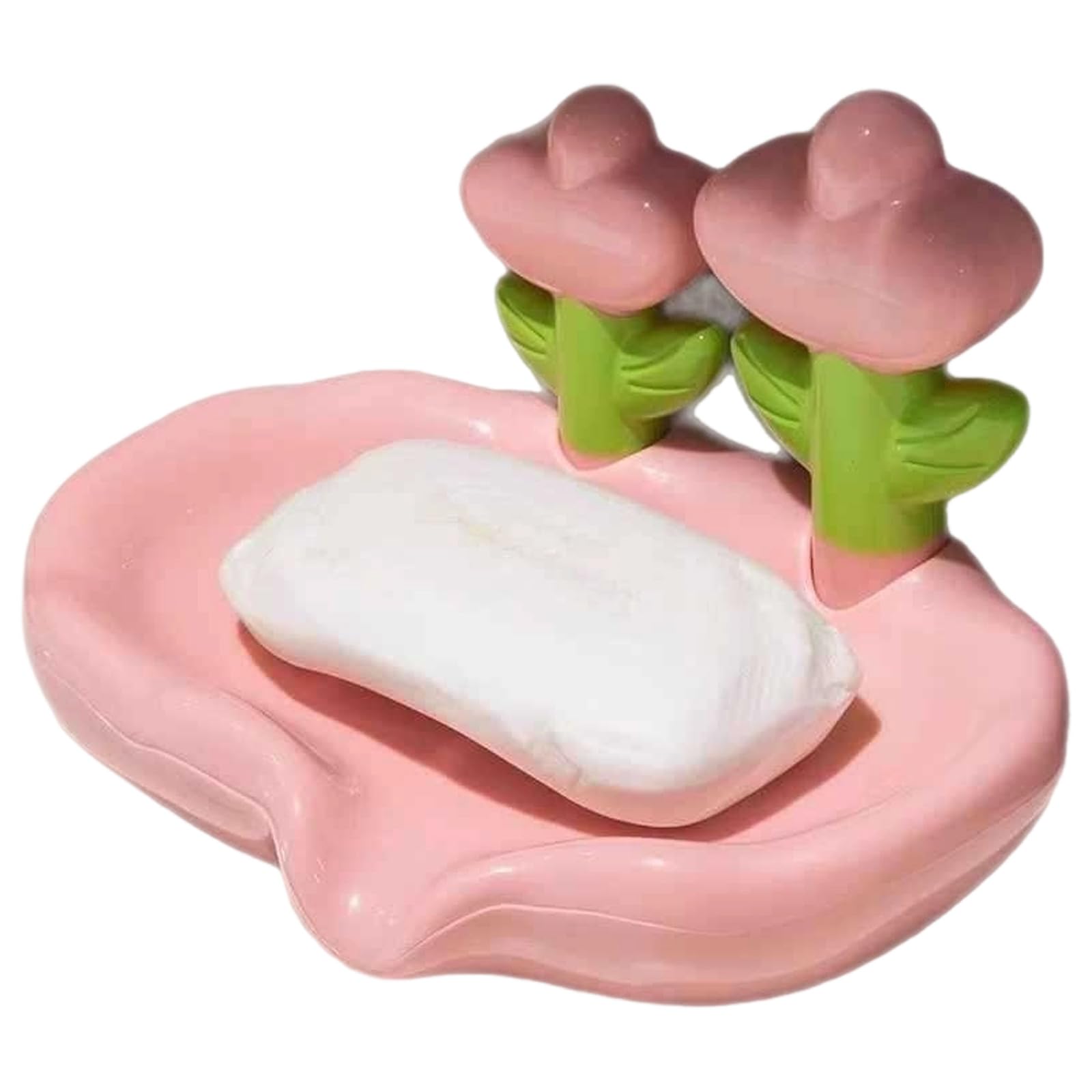 Space Saving Soap Storage Tray Decorative Flower Shape None Installation Suitable for Renters Home Use Soap