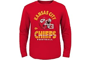 Official NFL Kansas City Chiefs Boys' Youth Long Sleeve Distressed Helmet Logo T-Shirt