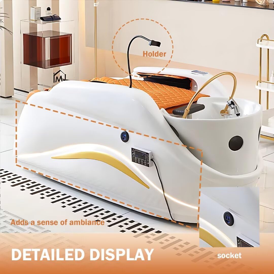 Professionelles Kopf- Und Gesichtsmassagebett mit Einzigartigem, Geschwungenem Design, Salon- Und Spa-Ausstattung Inklusive Ganzkörpermassage, Wasserzirkulation Und Handyhalterung