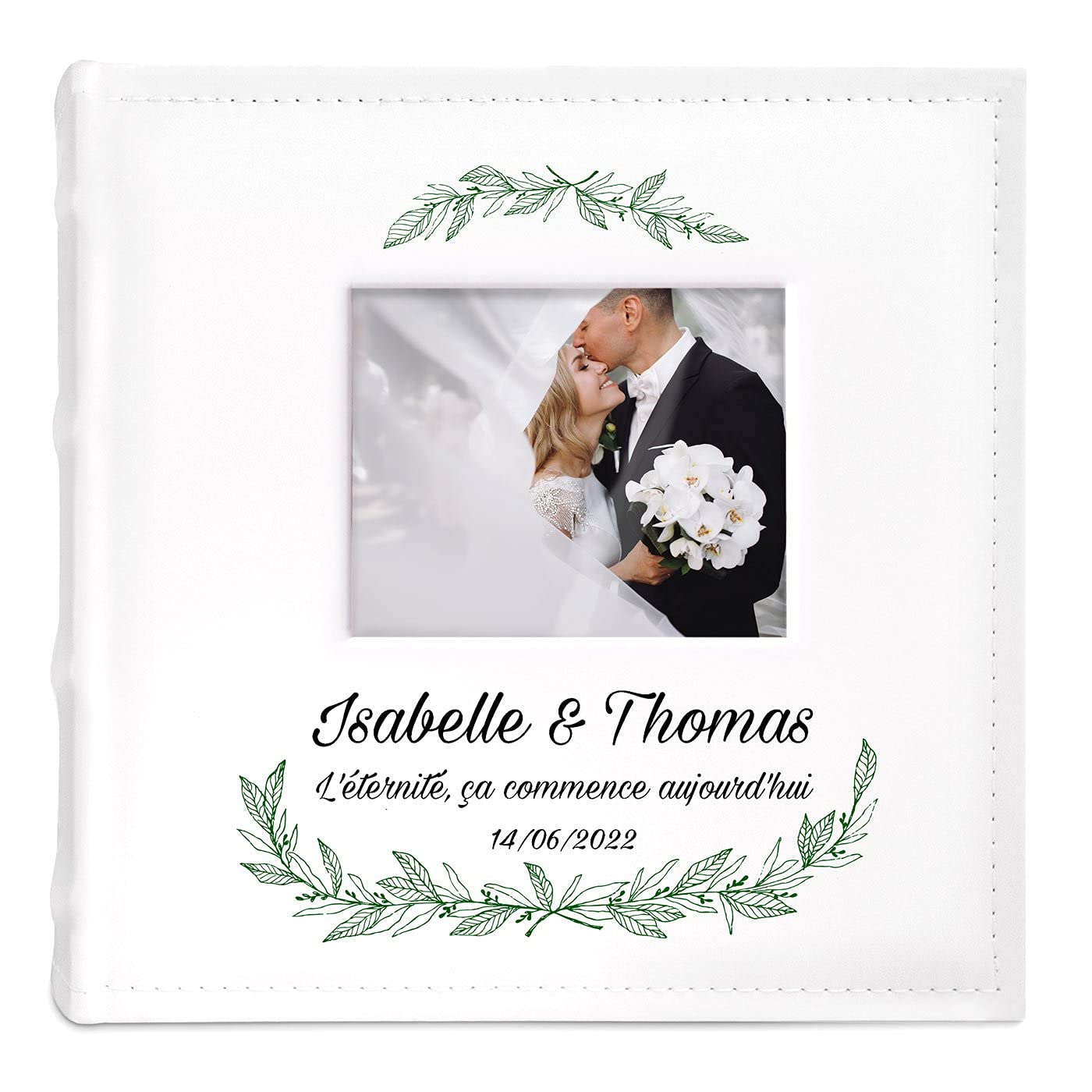 Maverton Album photos à pochettes - Album Photo personnalisé avec une poche ouvrable sur la couverture - Cadeau mariage - Cadeau personnalisé - Livre photo pour mariage - Cadeau Noel - éternité