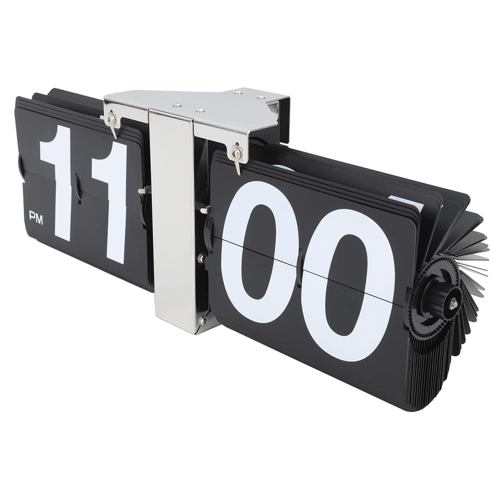 Horloge de Bureau Rabattable, Acier Inoxydable PVC,alimentée par Batterie (Noire B)