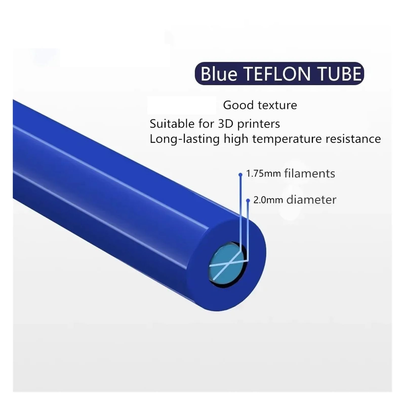 Compatible con Creality, tubo de PTFE de 5M for extrusora Ender 3/CR-10 | Tubo de teflón de filamento de 1,75mm, ID 2mm OD 4mm, extrusora Bowden con cortador, pieza de impresora 3D(White)
