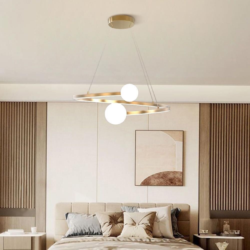Lampada a Sospensione in Metallo Ultrasottile con paralumi in Acrilico, Anello lineare, Altezza Regolabile per Interni, G9*2, Moderna plafoniera a LED per Sala da Pranzo, Camera da Letto, Corrido