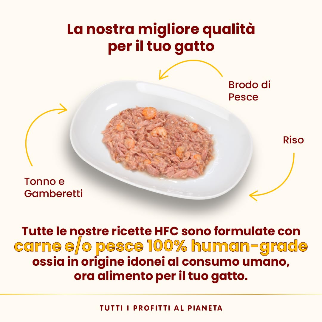 Almo Nature HFC Natural Alimento Umido per Gatti - Tonno e Gamberetti - Confezione da 420 g (6 x 70 g)