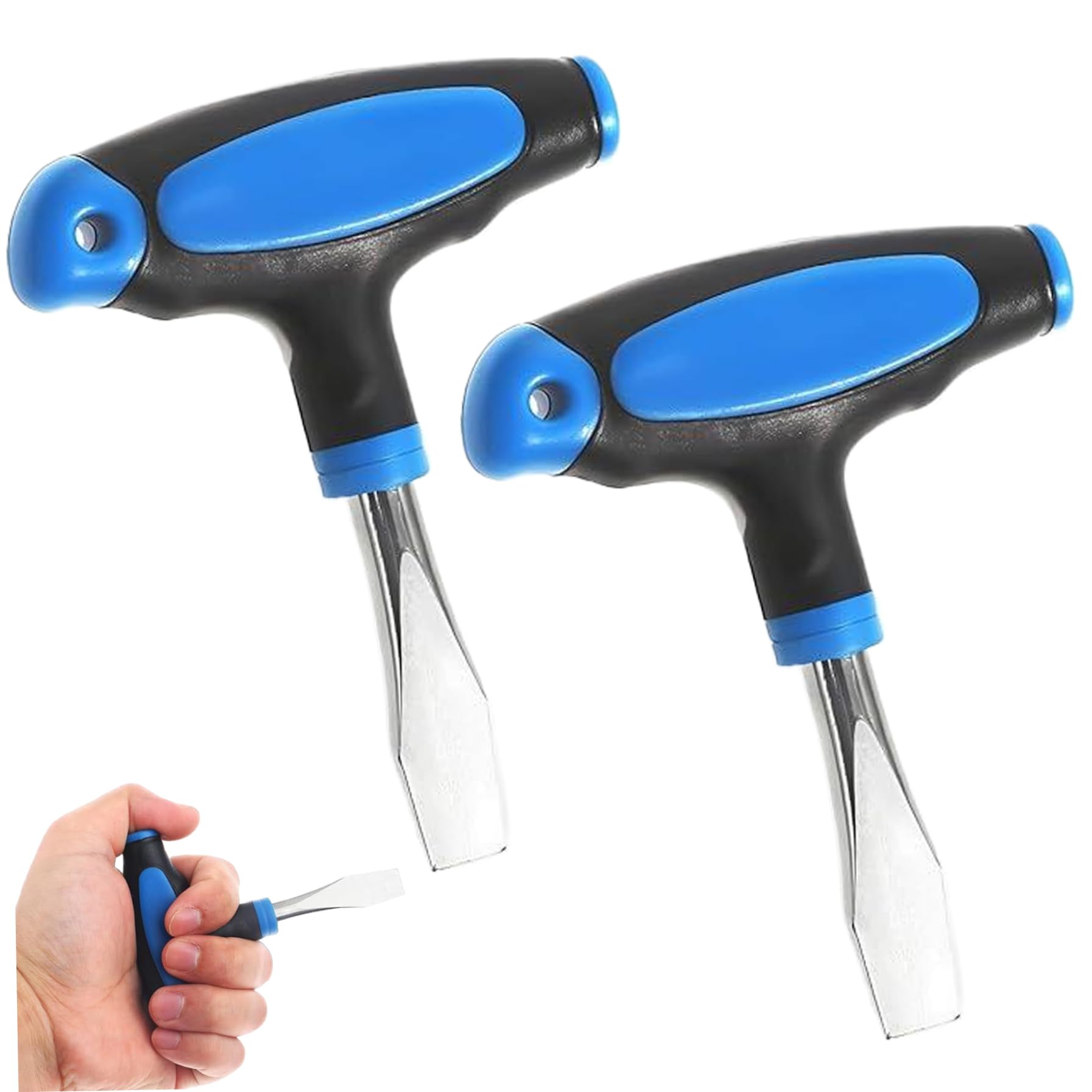 2Pcs Flat Head Screwdriver, T-Handle Slotted Screwdriver with Non-Slip Handle, Straight Assembly Tool for Film Sets, Cameras & Tripods