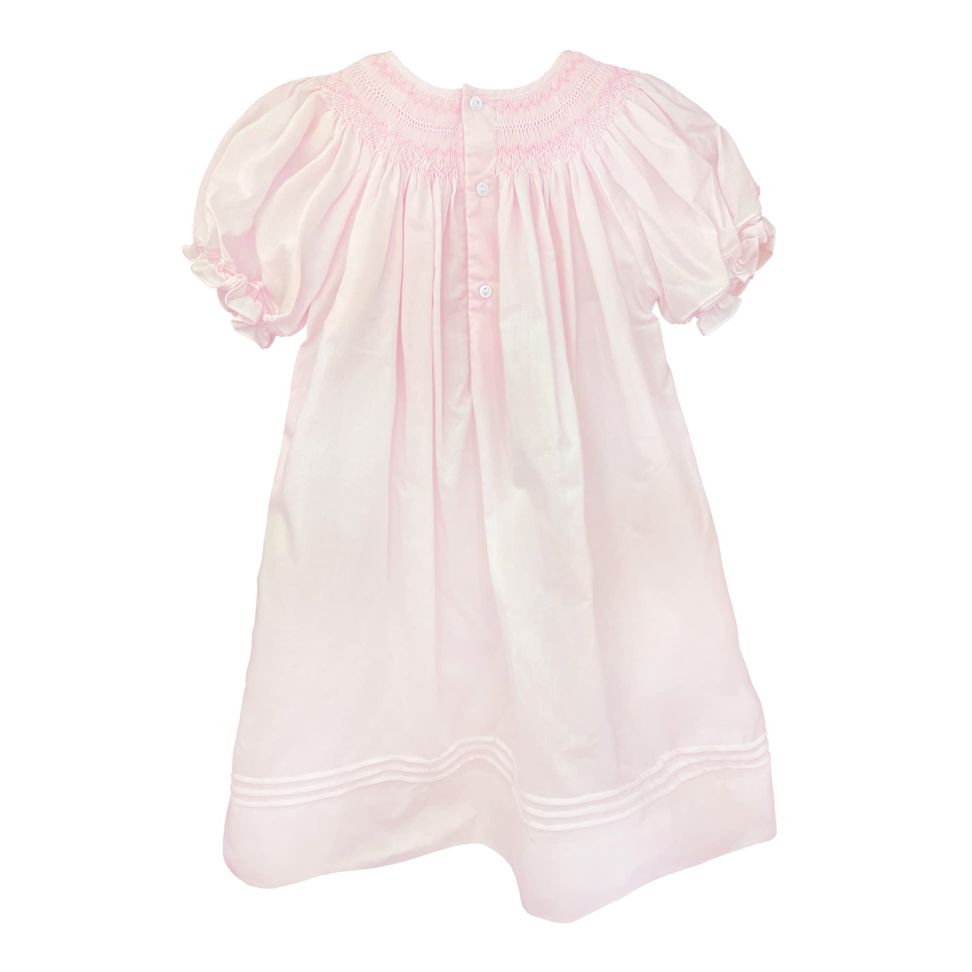 Petit Ami Baby Girls’ Daygown with Heart Smocking and Pearls, 6 Months, Pink
