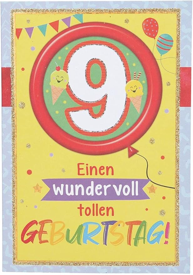 Depesche 11136-020 Glückwunsch-Karte zum 9. Geburtstag, originelle Geburtstagskarte mit