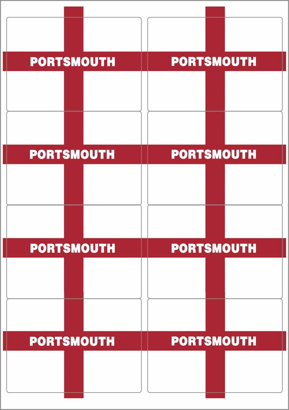 Portsmouth England Flag Rectangular Matt Paper Stickers A4 Sheet of 8 (Each Sticker is 99mm x 68mm)