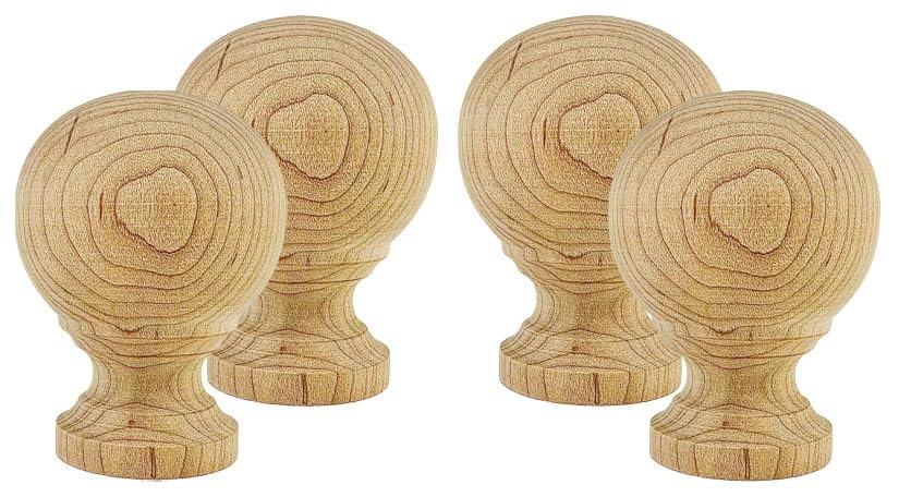 Image of Highland Manor Wood Products Melrose Ball Finial 2 7 /8 inch x 2 1 /8 inch Wide - Unfinished Wooden Finials for Indoor Use - Perfect for Staircases or Bed Posts (Hard Maple) (4 Pieces)