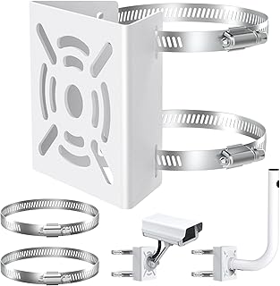 Universal Vertical Pole Mount Bracket with 2 Loops, Solid Metal Wireless Bridge Wall Mounting Bracket for Indoor Outdoor AP Access Point Client CPE CCTV/IP Security Camera PTZ Dome,S-Bracket
