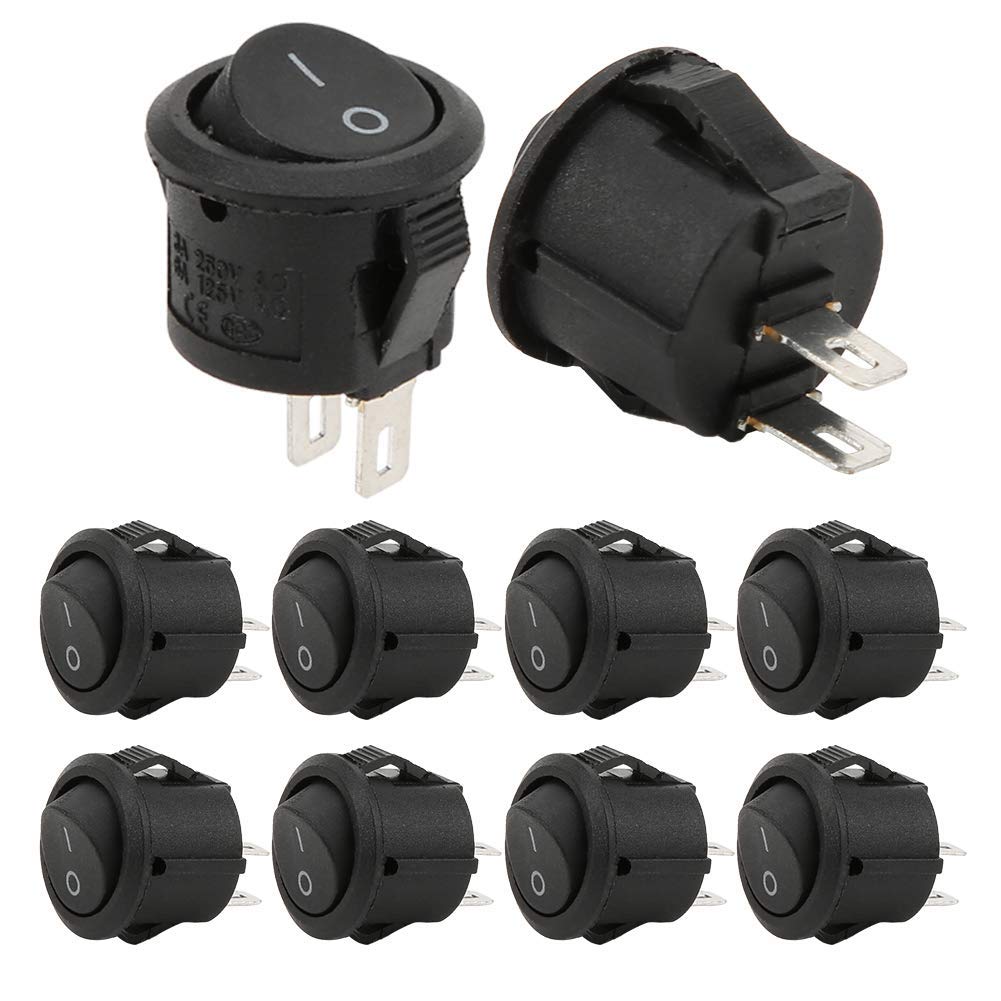 Interruttori a Bilanciere, Confezione da 20 Interruttori Automatici Interruttori a Levetta Rotondi 2 Pin 2 Posizioni KCD11 Controlli Industriali Interruttori a Bilanciere per