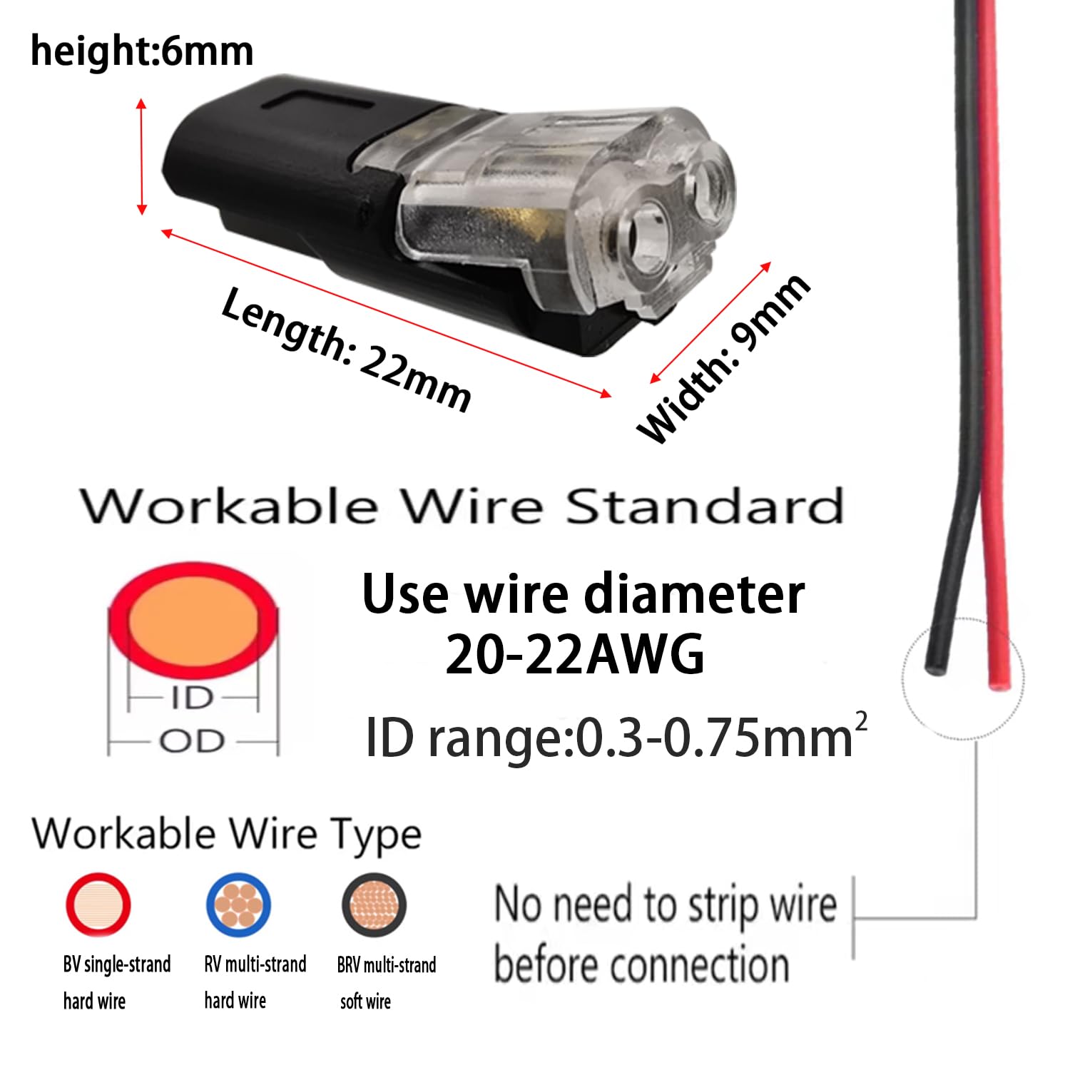 Terminal block CTRICALVER 2-pin branch connector Simple and high-speed wiring installation Branch wiring connection Thin line LED terminal block D2-transparent 24 pack - Image 2