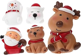 POPETPOP Acessórios Para Aquário 5 Peças Decorações De Aquário De Natal - Decorações De Tanque De Peixes De Resina Papai Noel Rena Boneco De Neve Branco Marrom Micro Ornamentos De Paisagem