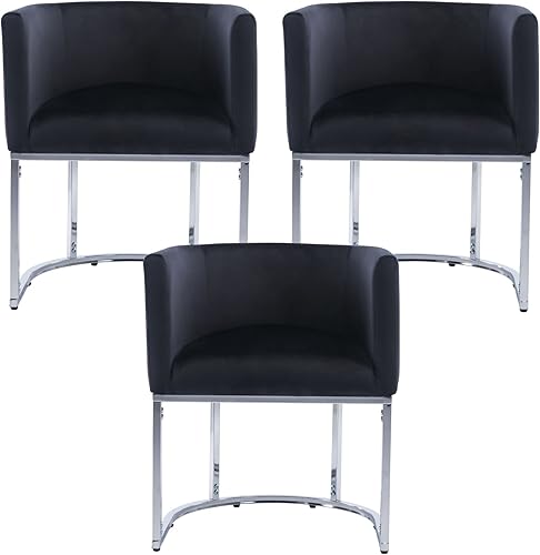 Miniatura 31 de Juego de 4 sillas de comedor modernas tapizadas de cuero con brazos, sillas de cocina y comedor, sillas de cubo de 18.5 pulgadas de ancho para Cuero