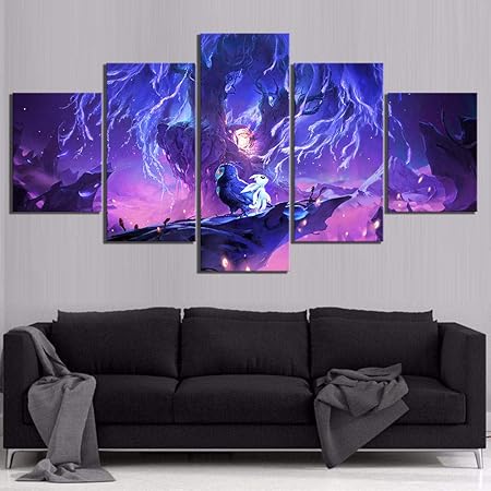 Lvqianhome Canvas Prints Pack Of 5 Cartoon Poster Pictures Ori The Blind Forest Game Poster Art Canvas Painting Wall Art For Home Decor Amazon De Alle Produkte