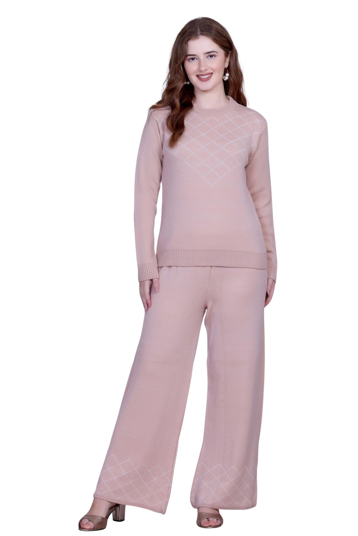 montrex Wool Blend Co-Ord Set for Women Warm Winter Wear Woolen Tracksuit with Sweater Top & Pajama-picture-0