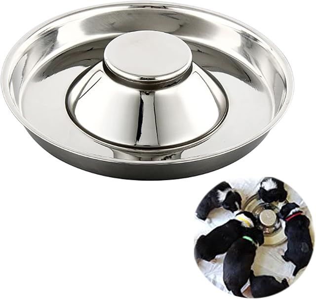 Yudansi Stainless Steel Puppy Weaning Bowls,Cat Bowls for Food Water, Puppy Feeder Bowl Whelping Dishes,Litter Feeding Bowls for Multiple Puppies Cats Eating at Same Time for Small Medium Large Dogs