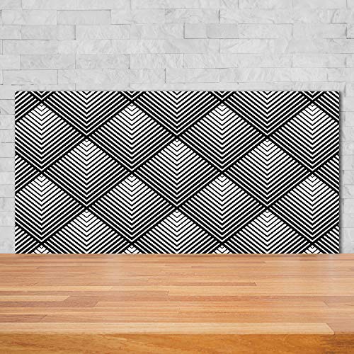 Splashback guard Tulup 140x70cm en verre de sécurité géométrique noir