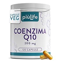 Coenzima Q10 200mg PiùLife – 1 Al Giorno – 120 Capsule CoQ10 da Ubiquinone, Antiossidante Antiage, Integratore Pelle e Sistema Immunitario – Energia Contro i Radicali Liberi – Coenzyme Q10